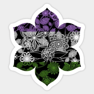 Flight Over Flowers of Fantasy - Genderqueer Pride Flag Sticker